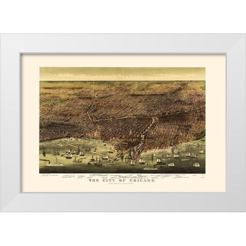 Chicago Illinois - Currier 1892 White Modern Wood Framed Art Print by Currier