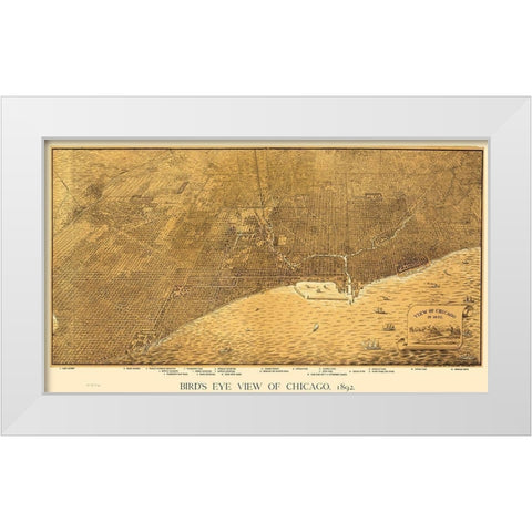 Chicago Illinois - Roy 1892 White Modern Wood Framed Art Print by Roy