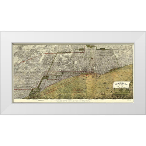 Chicago Illinois - Roy 1893 White Modern Wood Framed Art Print by Roy