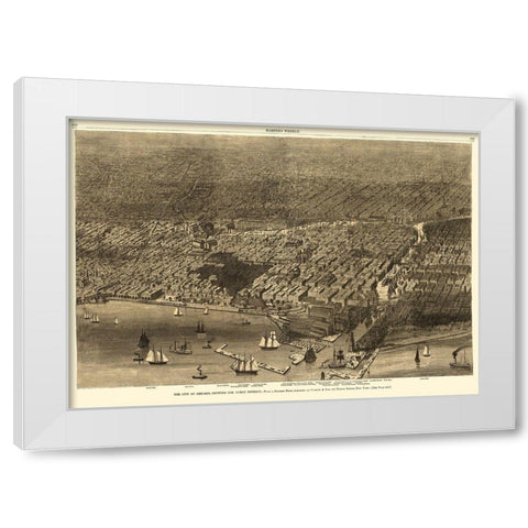 Chicago Illinois - Currier 1874 White Modern Wood Framed Art Print by Currier
