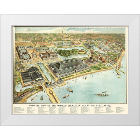 Columbian Exposition Chicago Illinois White Modern Wood Framed Art Print by Rand McNally