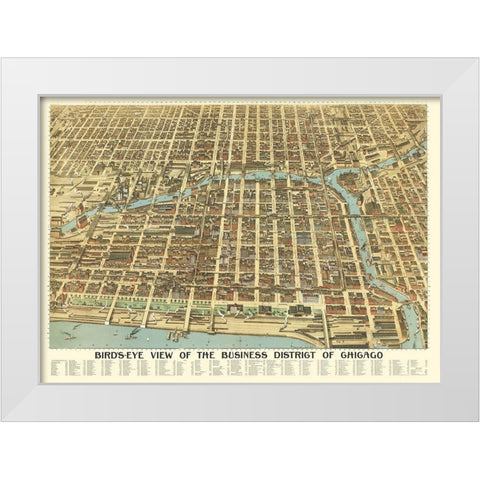 Chicago Illinois - Poole 1898 White Modern Wood Framed Art Print by Poole
