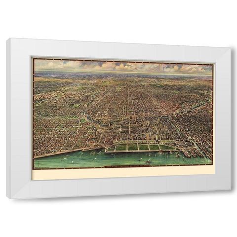 Chicago Illinois - Reincke 1916 White Modern Wood Framed Art Print by Reincke