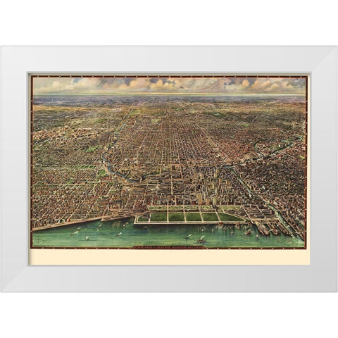 Chicago Illinois - Reincke 1916 White Modern Wood Framed Art Print by Reincke