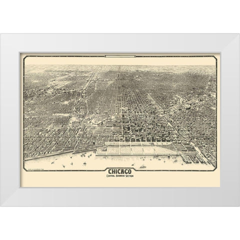Chicago Illinois - Reincke 1916 White Modern Wood Framed Art Print by Reincke