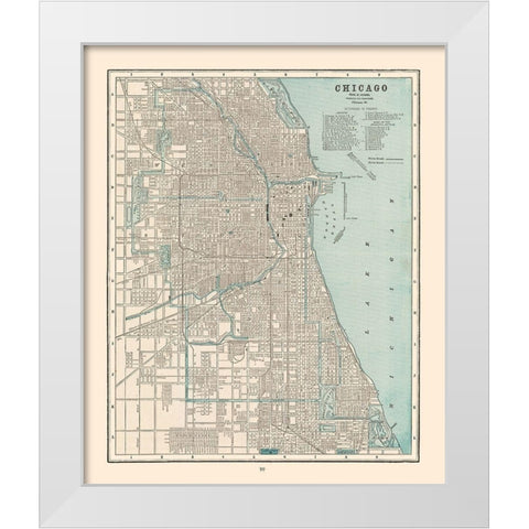 Chicago  Illinois - Cram 1892 White Modern Wood Framed Art Print by Cram