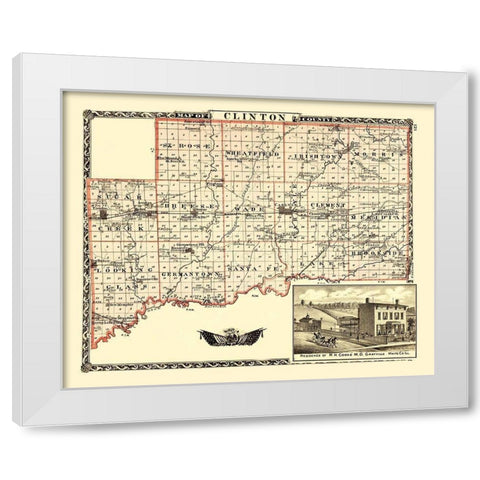 Clinton Illinois Landowner - Warner 1870 White Modern Wood Framed Art Print by Warner