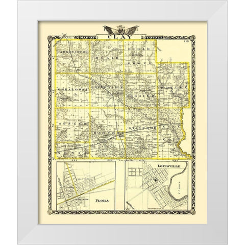 Clay Illinois Landowner - Warner 1870 White Modern Wood Framed Art Print by Warner