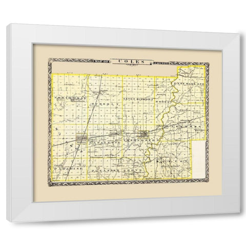 Coles Illinois - Warner 1876 White Modern Wood Framed Art Print by Warner