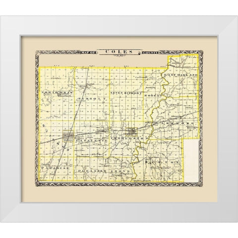 Coles Illinois - Warner 1876 White Modern Wood Framed Art Print by Warner