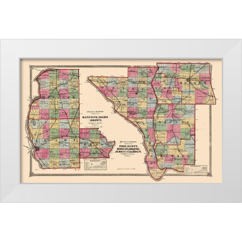 Illinois Counties White Modern Wood Framed Art Print by Unknown