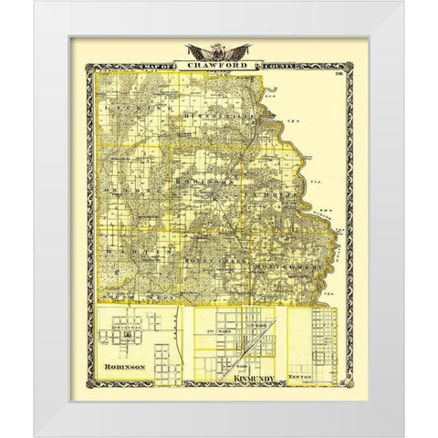 Crawford Illinois Landowner - Warner 1870 White Modern Wood Framed Art Print by Warner