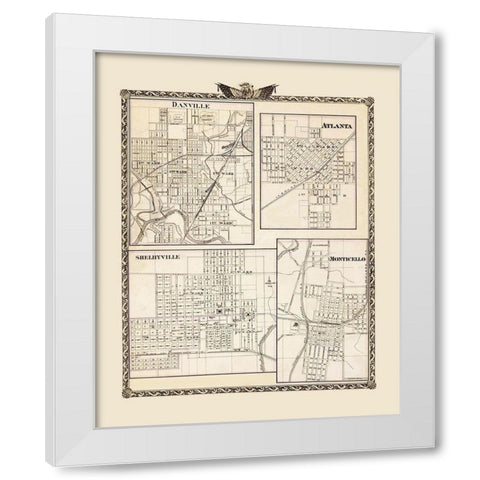 Danville Atlanta Shelbyville Monticello Illinois White Modern Wood Framed Art Print by Beers