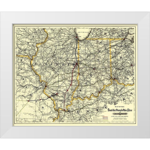 Danville, Olney and Ohio River RR - Colton 1881 White Modern Wood Framed Art Print by Colton
