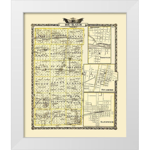 DeKalb Illinois - Warner 1876 White Modern Wood Framed Art Print by Warner