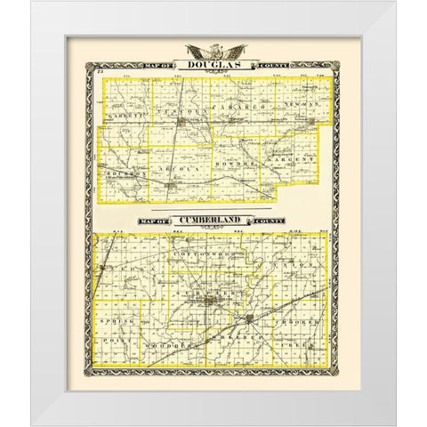 Douglas  Cumberland Illinois - Warner 1870 White Modern Wood Framed Art Print by Warner