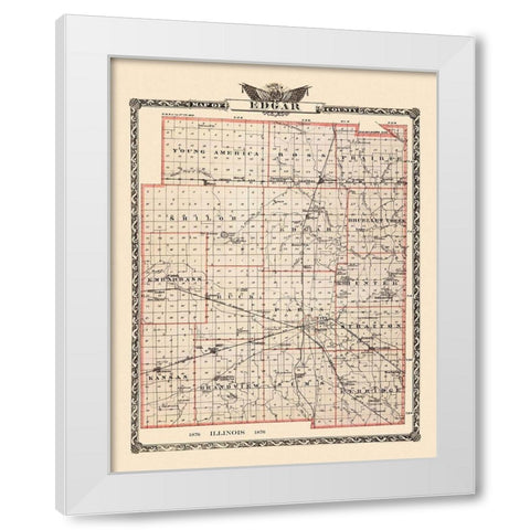 Edgar Illinois Landowner - Warner 1876 White Modern Wood Framed Art Print by Warner