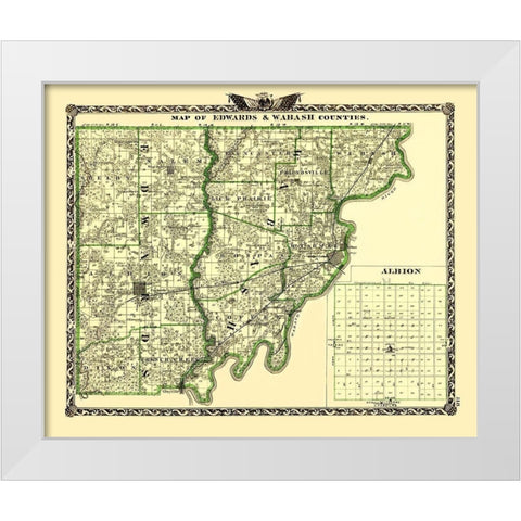 Edwards  Wabash Illinois Landowner - Warner 1870 White Modern Wood Framed Art Print by Warner