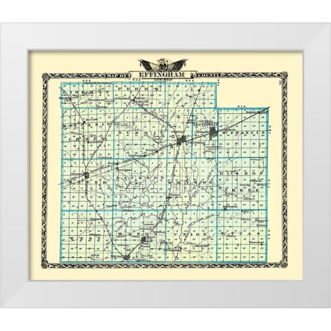Effingham Illinois - Warner 1870 White Modern Wood Framed Art Print by Warner