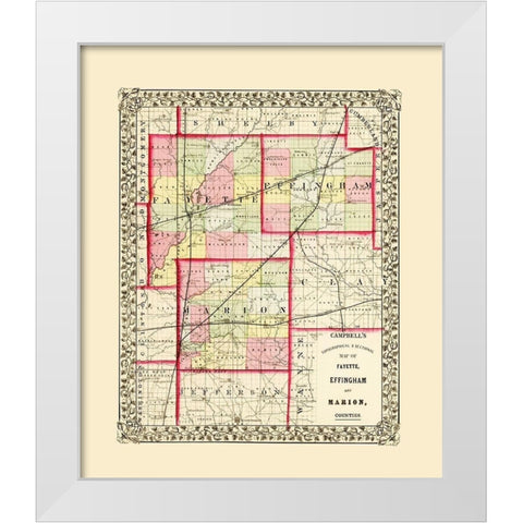 Fayette  Effingham  Marion Illinois - Campbell White Modern Wood Framed Art Print by Campbell