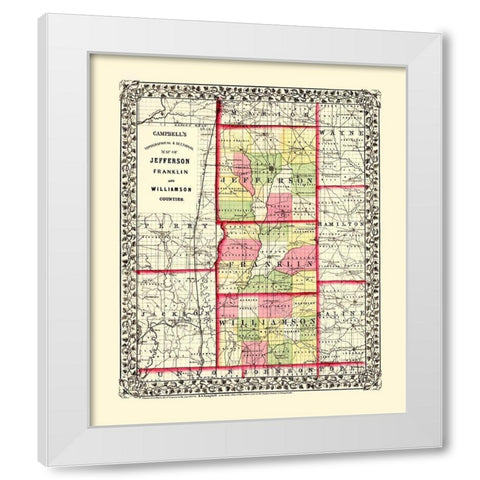 Franklin Jefferson Williamson Illinois White Modern Wood Framed Art Print by Campbell