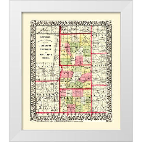 Franklin Jefferson Williamson Illinois White Modern Wood Framed Art Print by Campbell