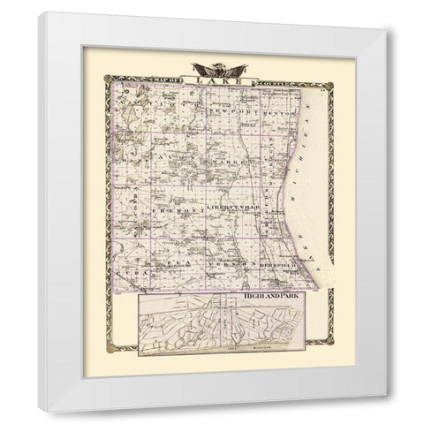 Lake Illinois Landowner - Warner 1870 White Modern Wood Framed Art Print by Warner