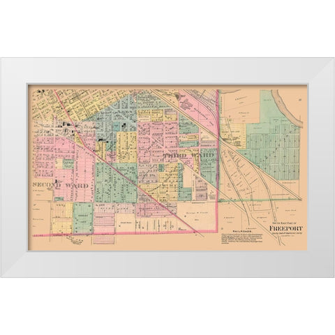 Southern Freeport  Illinois - 1894 White Modern Wood Framed Art Print by North West Publishing Co.