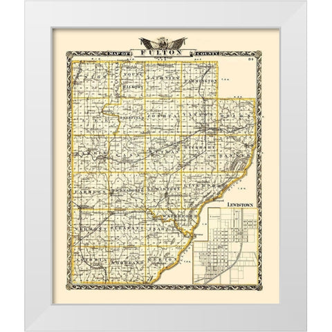 Fulton Illinois Landowner - Warner 1870 White Modern Wood Framed Art Print by Warner