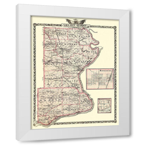 Gallatin  Hardin Illinois Landowner - Warner 1876 White Modern Wood Framed Art Print by Warner