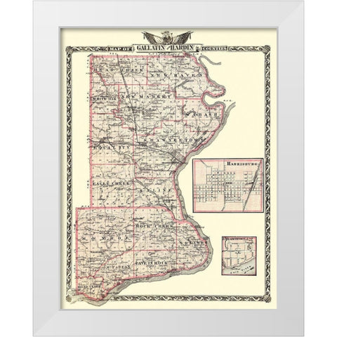 Gallatin  Hardin Illinois Landowner - Warner 1876 White Modern Wood Framed Art Print by Warner