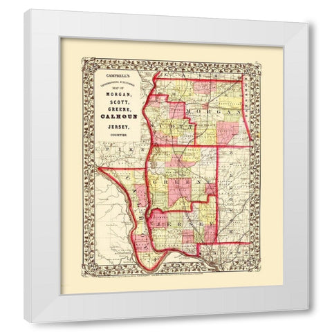 Greene Jersey Scott Morgan Calhoun Illinois White Modern Wood Framed Art Print by Campbell