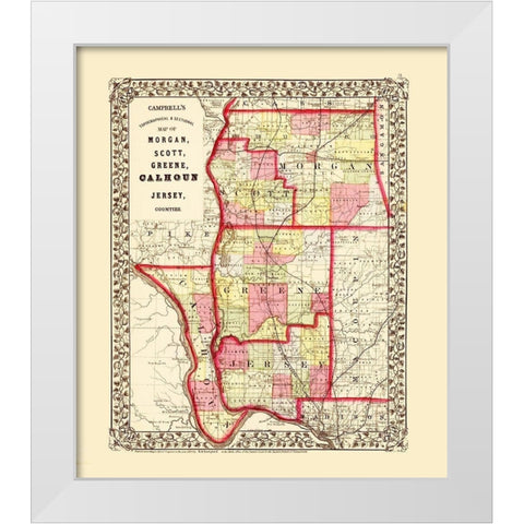 Greene Jersey Scott Morgan Calhoun Illinois White Modern Wood Framed Art Print by Campbell