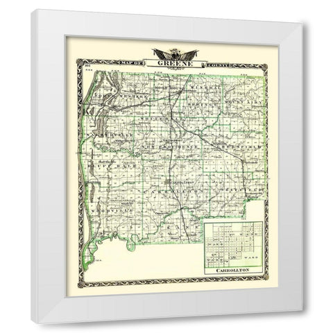Greene Illinois Landowner - Warner 1870 White Modern Wood Framed Art Print by Warner