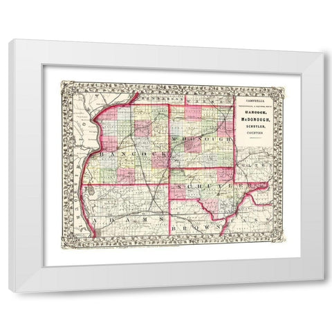 Hancock  Mcdonough  Schuyler Illinois White Modern Wood Framed Art Print by Campbell