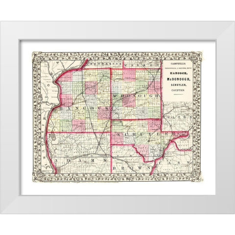 Hancock  Mcdonough  Schuyler Illinois White Modern Wood Framed Art Print by Campbell