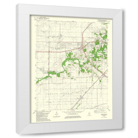 Harristown Illinois Quad - USGS 1982 White Modern Wood Framed Art Print by USGS