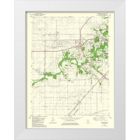 Harristown Illinois Quad - USGS 1982 White Modern Wood Framed Art Print by USGS