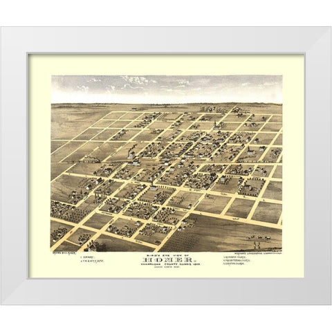 Homer Illinois - Ruger 1869 White Modern Wood Framed Art Print by Ruger