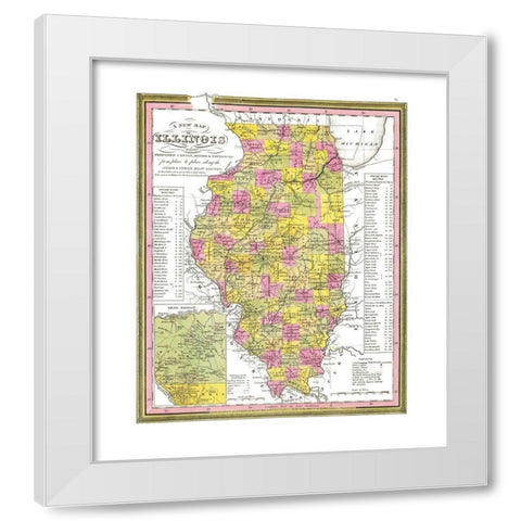 Illinois - Campbell 1850 White Modern Wood Framed Art Print by Campbell