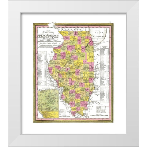 Illinois - Campbell 1850 White Modern Wood Framed Art Print by Campbell