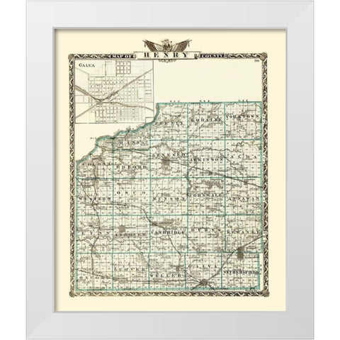 Henry Illinois Landowner - Warner 1870 White Modern Wood Framed Art Print by Warner