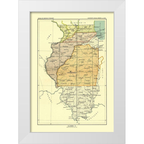 Illinois - Hoen 1896 White Modern Wood Framed Art Print by Hoen