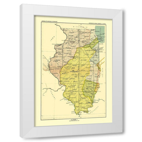 Illinois - Hoen 1896 White Modern Wood Framed Art Print by Hoen