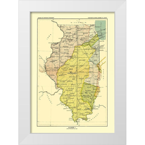 Illinois - Hoen 1896 White Modern Wood Framed Art Print by Hoen
