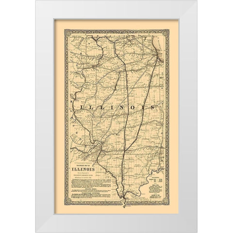 Illinois Railroads - Colton 1861  White Modern Wood Framed Art Print by Colton