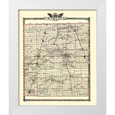 Iroquois Illinois Landowner - Warner 1870 White Modern Wood Framed Art Print by Warner