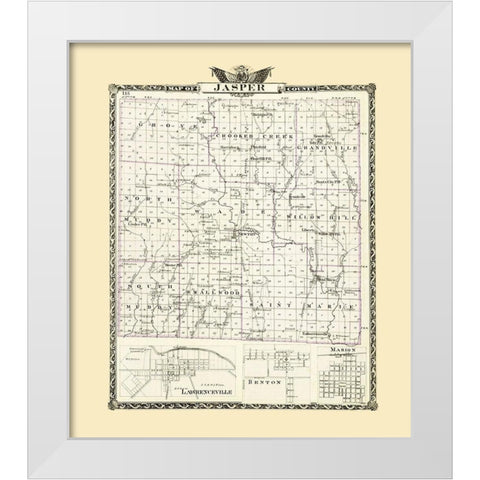 Jasper Illinois Landowner - Warner 1876 White Modern Wood Framed Art Print by Warner