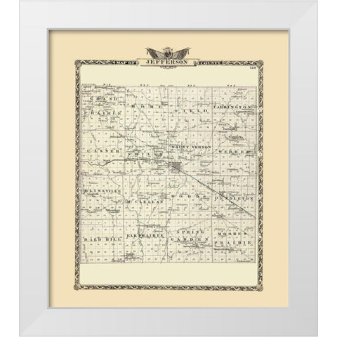 Jefferson Illinois Landowner - Warner 1876 White Modern Wood Framed Art Print by Warner