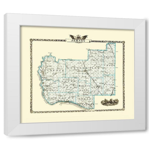 Jersey Illinois Landowner - Warner 1876 White Modern Wood Framed Art Print by Warner